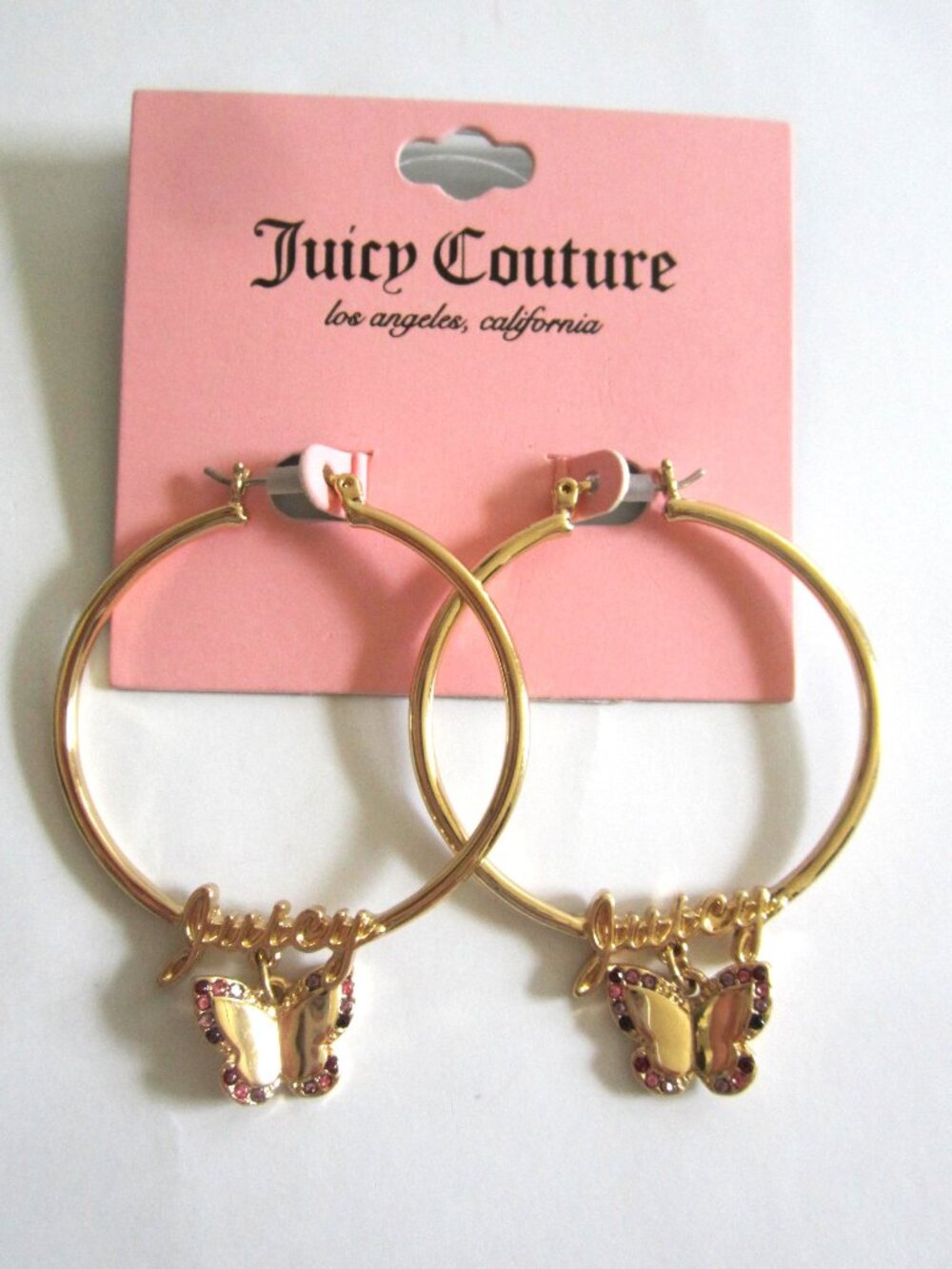 Juicy Couture Gold Butterfly Hoop Earrings